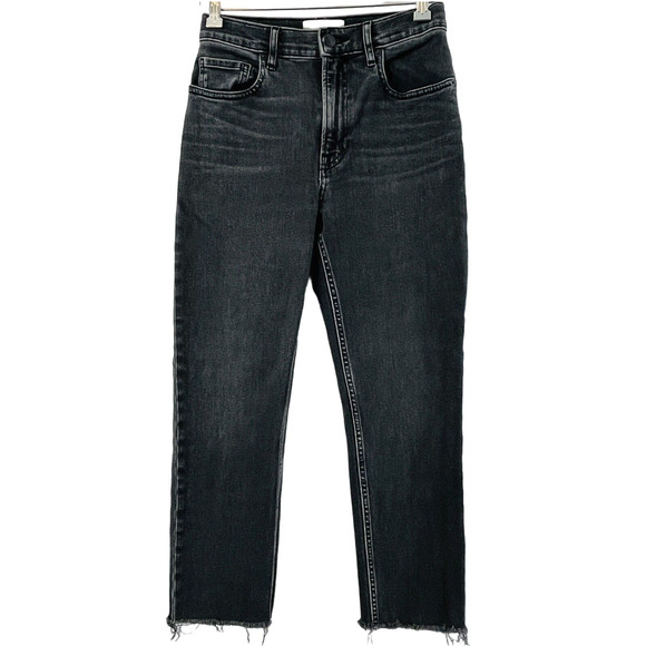 Womens 27 Crop‎ Everlane The Cheeky Jean Stonewashed Black Stretch Denim Raw Hem - Picture 1 of 9